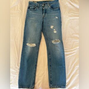 Levi’s Premium Distressed Straight-Leg Jeans - Light Wash, W26 L30